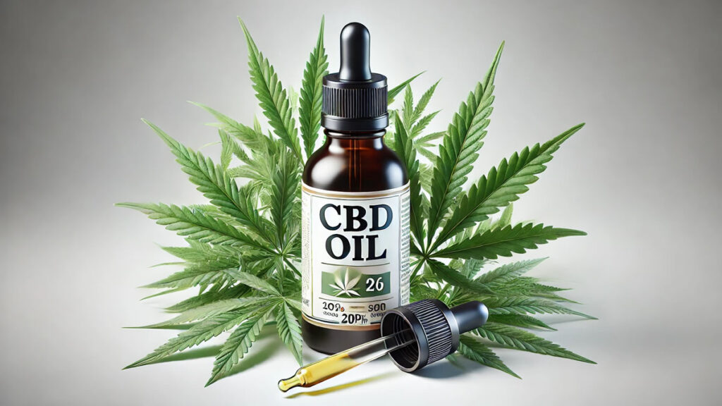 a bottle of CBD oil